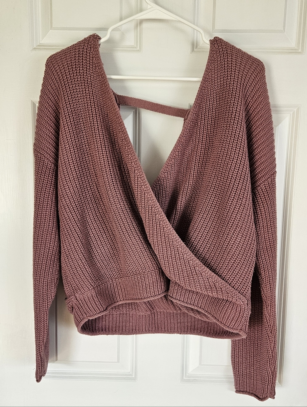 Women's Mauve V-Neck Wrap Sweater